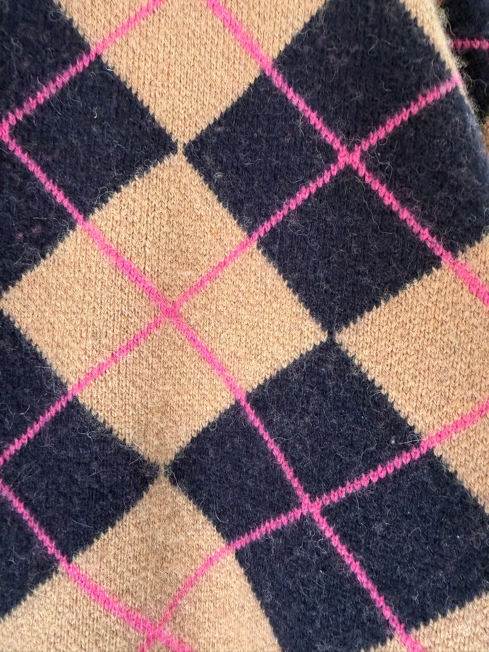 Boden Abi Jacquard Wool Alpaca Cardigan Collegiate Camel Navy Argyle Size XL - Picture 9 of 12